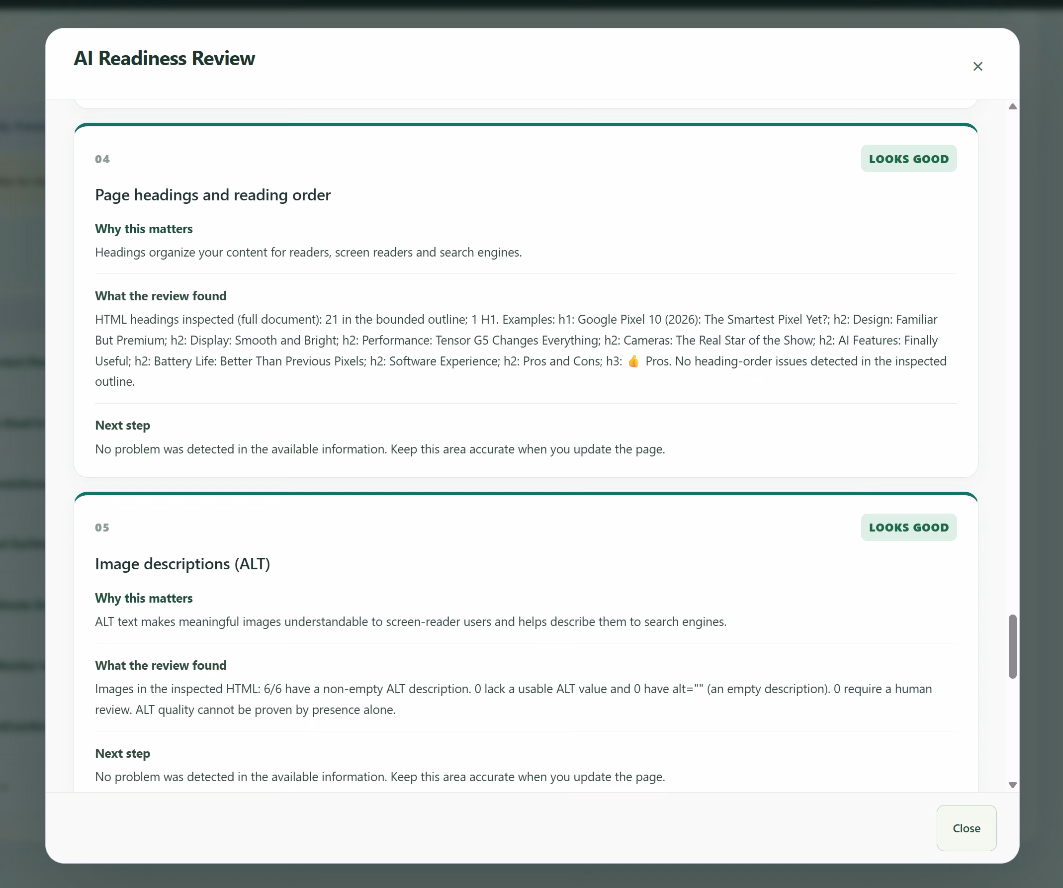 HTML heading structure and evidence-based recommendations